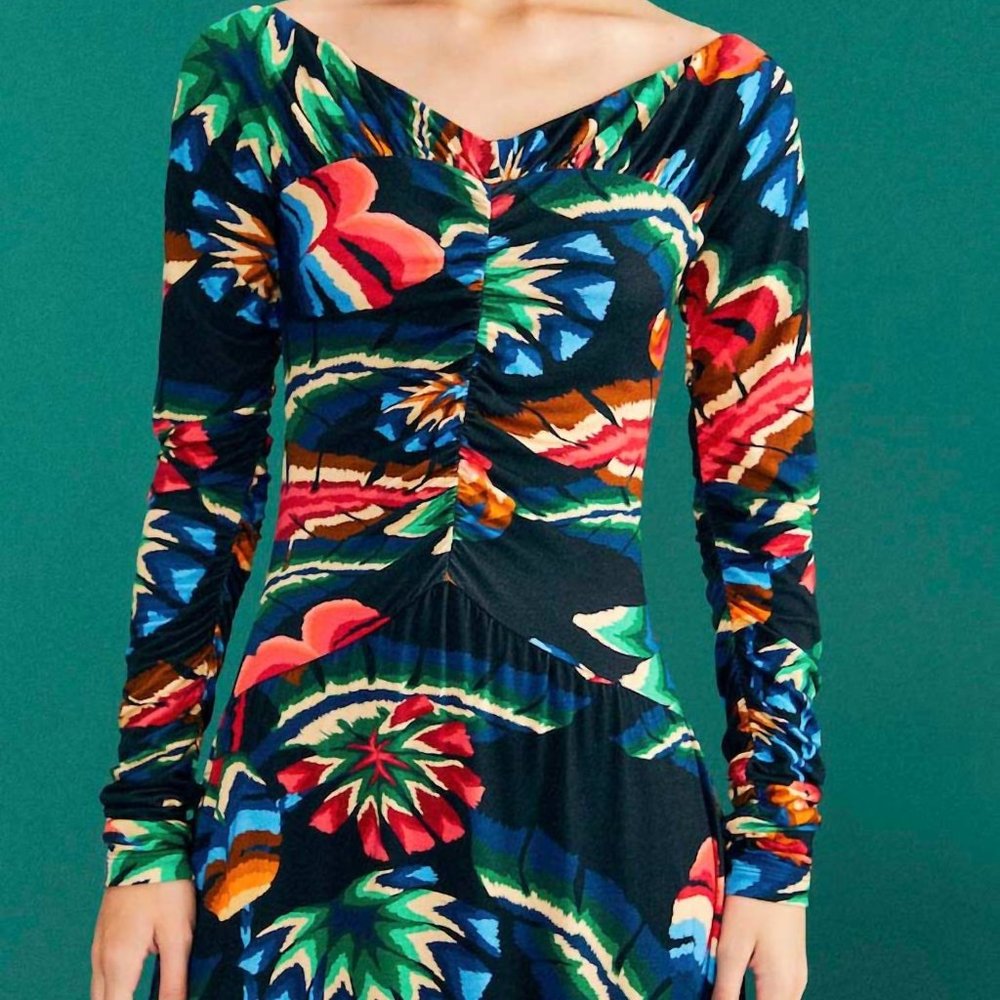 Farm Rio NWT Chevron Black Forest Jersey Dress